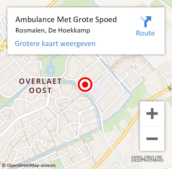 Locatie op kaart van de 112 melding: Ambulance Met Grote Spoed Naar Rosmalen, De Hoekkamp op 1 april 2015 13:37