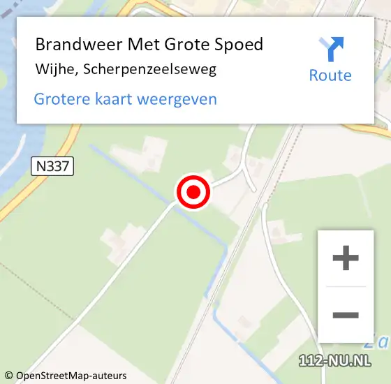 Locatie op kaart van de 112 melding: Brandweer Met Grote Spoed Naar Wijhe, Scherpenzeelseweg op 1 april 2015 14:00