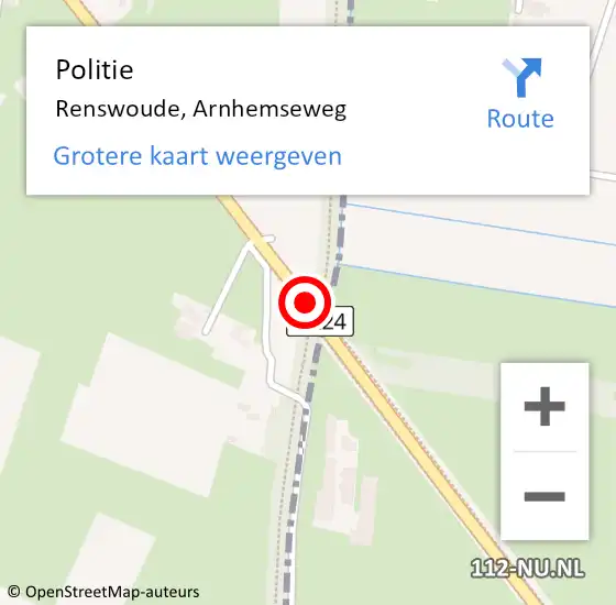 Locatie op kaart van de 112 melding: Politie Renswoude, Arnhemseweg op 1 april 2015 14:31