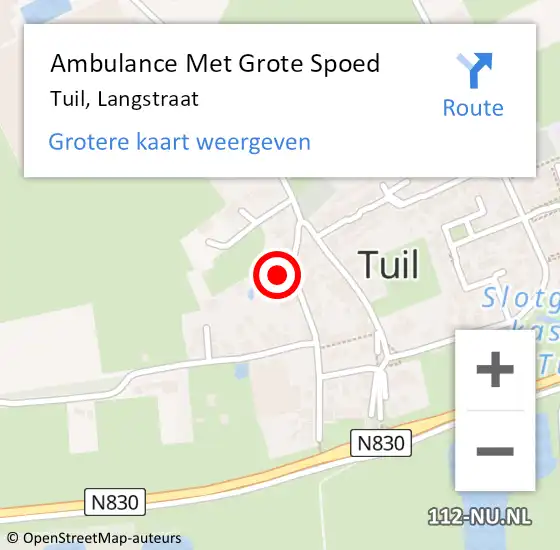 Locatie op kaart van de 112 melding: Ambulance Met Grote Spoed Naar Tuil, Langstraat op 3 november 2013 18:30