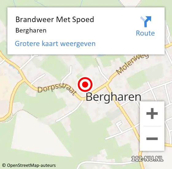 Locatie op kaart van de 112 melding: Brandweer Met Spoed Naar Bergharen op 1 april 2015 15:02