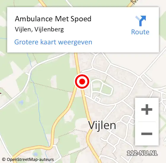 Locatie op kaart van de 112 melding: Ambulance Met Spoed Naar Vijlen, Vijlenberg op 1 april 2015 15:55