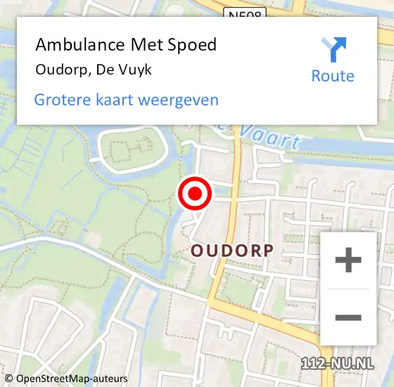 Locatie op kaart van de 112 melding: Ambulance Met Spoed Naar Oudorp, De Vuyk op 1 april 2015 16:13