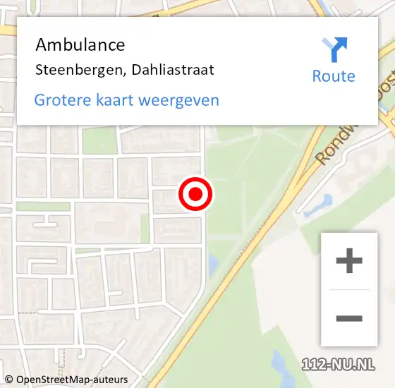 Locatie op kaart van de 112 melding: Ambulance Steenbergen, Dahliastraat op 1 april 2015 16:27