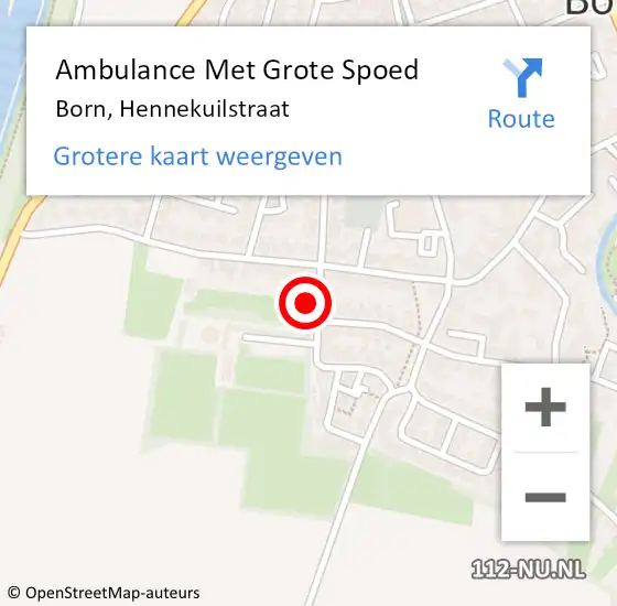 Locatie op kaart van de 112 melding: Ambulance Met Grote Spoed Naar Born, Hennekuilstraat op 3 november 2013 19:05