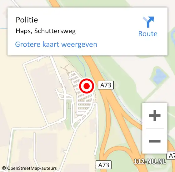 Locatie op kaart van de 112 melding: Politie Haps, Schuttersweg op 1 april 2015 19:31