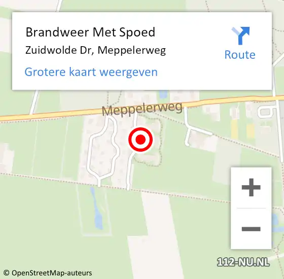 Locatie op kaart van de 112 melding: Brandweer Met Spoed Naar Zuidwolde Dr, Meppelerweg op 1 april 2015 20:16