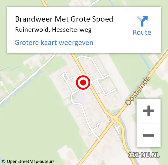 Locatie op kaart van de 112 melding: Brandweer Met Grote Spoed Naar Ruinerwold, Hesselterweg op 1 april 2015 20:37