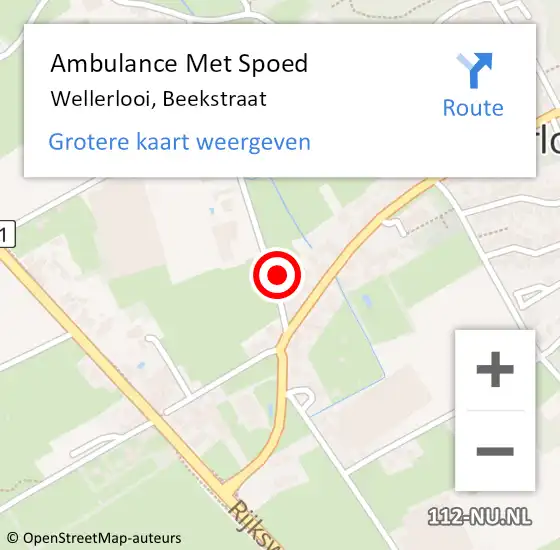 Locatie op kaart van de 112 melding: Ambulance Met Spoed Naar Wellerlooi, Beekstraat op 1 april 2015 20:41