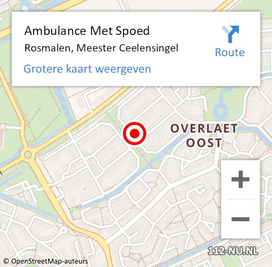 Locatie op kaart van de 112 melding: Ambulance Met Spoed Naar Rosmalen, Meester Ceelensingel op 1 april 2015 20:58