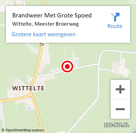 Locatie op kaart van de 112 melding: Brandweer Met Grote Spoed Naar Wittelte, Meester Broerweg op 1 april 2015 21:28