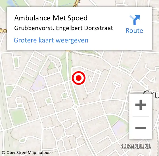 Locatie op kaart van de 112 melding: Ambulance Met Spoed Naar Grubbenvorst, Engelbert Dorsstraat op 1 april 2015 23:49