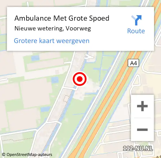 Locatie op kaart van de 112 melding: Ambulance Met Grote Spoed Naar Nieuwe wetering, Voorweg op 2 april 2015 00:05