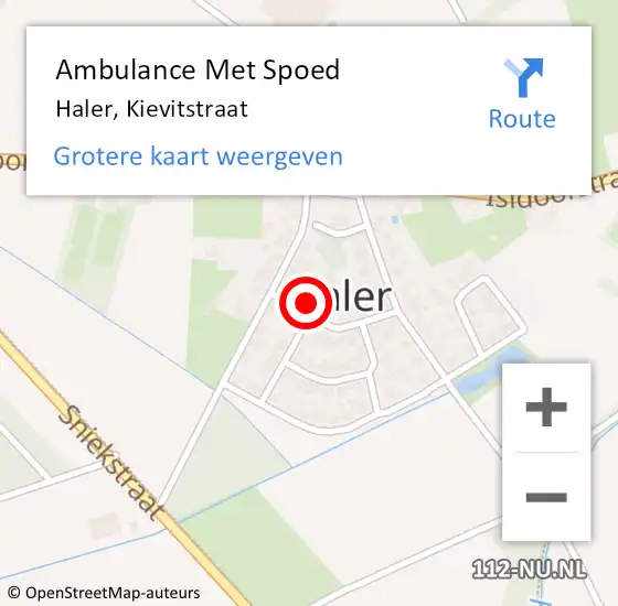 Locatie op kaart van de 112 melding: Ambulance Met Spoed Naar Haler, Kievitstraat op 3 november 2013 19:51