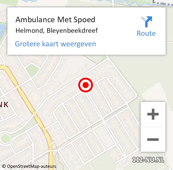Locatie op kaart van de 112 melding: Ambulance Met Spoed Naar Helmond, Bleyenbeekdreef op 2 april 2015 07:24