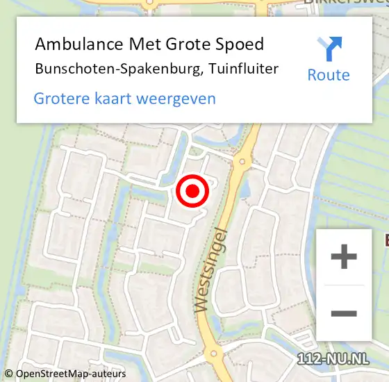 Locatie op kaart van de 112 melding: Ambulance Met Grote Spoed Naar Bunschoten-Spakenburg, Tuinfluiter op 2 april 2015 07:43