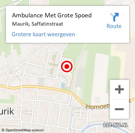 Locatie op kaart van de 112 melding: Ambulance Met Grote Spoed Naar Maurik, Saffatinstraat op 2 april 2015 07:48