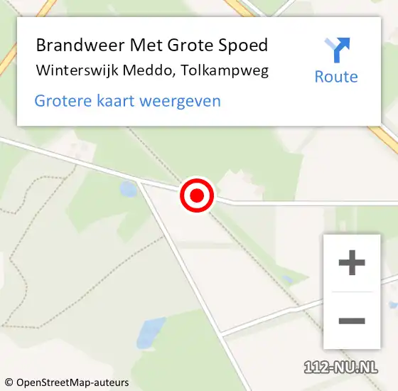 Locatie op kaart van de 112 melding: Brandweer Met Grote Spoed Naar Winterswijk Meddo, Tolkampweg op 2 april 2015 08:22