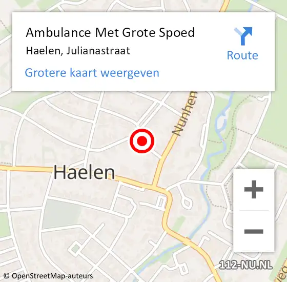 Locatie op kaart van de 112 melding: Ambulance Met Grote Spoed Naar Haelen, Julianastraat op 3 november 2013 20:21