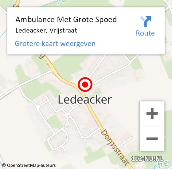 Locatie op kaart van de 112 melding: Ambulance Met Grote Spoed Naar Ledeacker, Vrijstraat op 2 april 2015 10:52