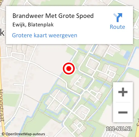 Locatie op kaart van de 112 melding: Brandweer Met Grote Spoed Naar Ewijk, Blatenplak op 2 april 2015 11:58