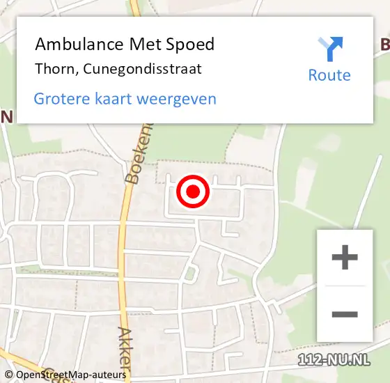 Locatie op kaart van de 112 melding: Ambulance Met Spoed Naar Thorn, Cunegondisstraat op 3 november 2013 20:59