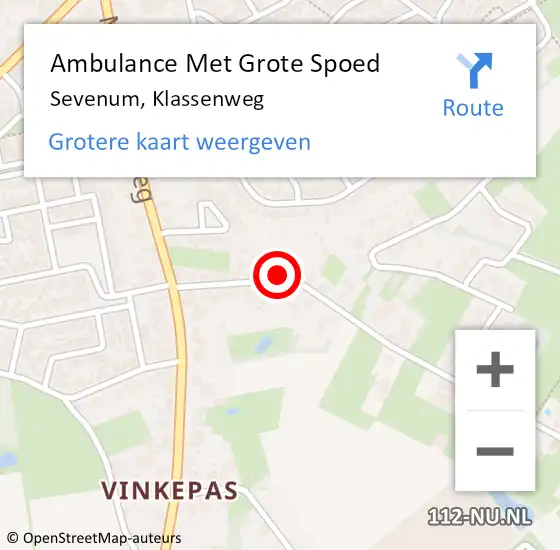 Locatie op kaart van de 112 melding: Ambulance Met Grote Spoed Naar Sevenum, Klassenweg op 2 april 2015 12:41