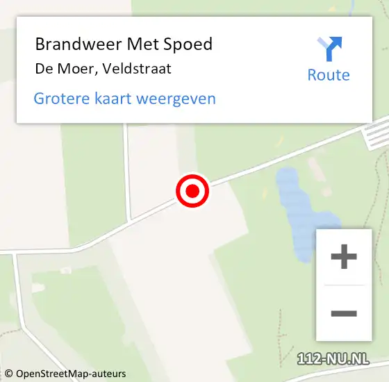 Locatie op kaart van de 112 melding: Brandweer Met Spoed Naar De Moer, Veldstraat op 2 april 2015 12:44