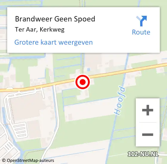 Locatie op kaart van de 112 melding: Brandweer Geen Spoed Naar Ter Aar, Kerkweg op 2 april 2015 12:48