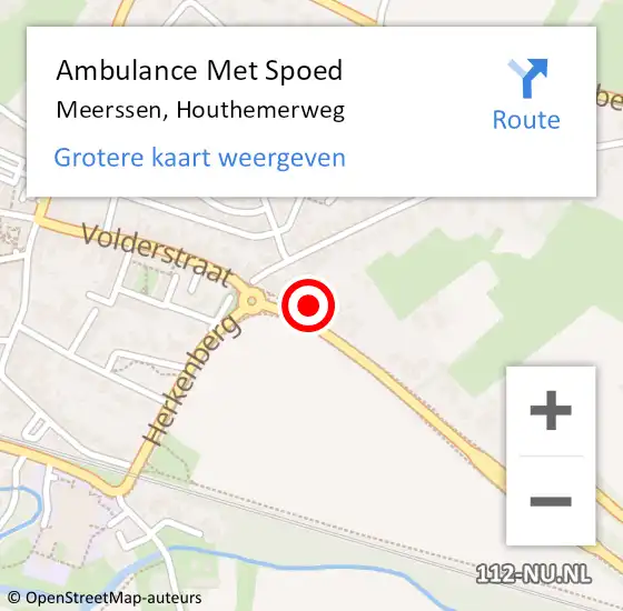 Locatie op kaart van de 112 melding: Ambulance Met Spoed Naar Meerssen, Houthemerweg op 2 april 2015 12:56