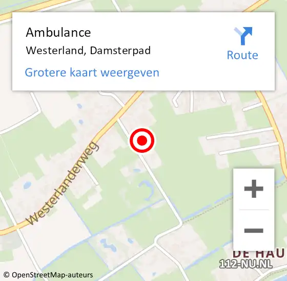 Locatie op kaart van de 112 melding: Ambulance Westerland, Damsterpad op 2 april 2015 12:58