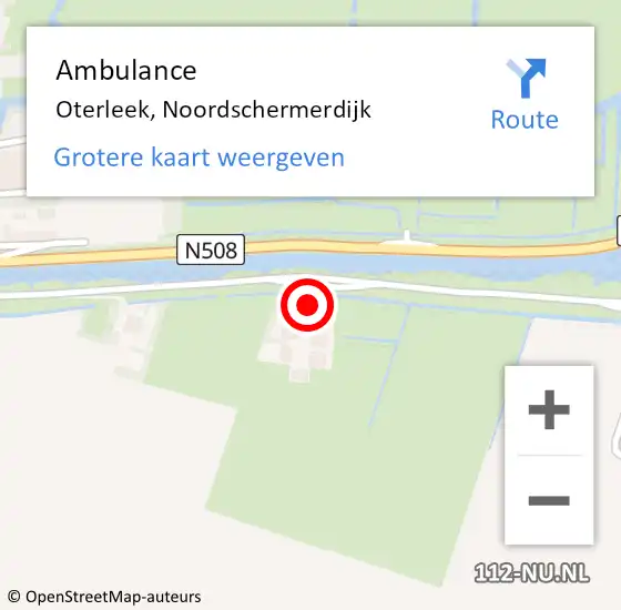 Locatie op kaart van de 112 melding: Ambulance Oterleek, Noordschermerdijk op 2 april 2015 13:28