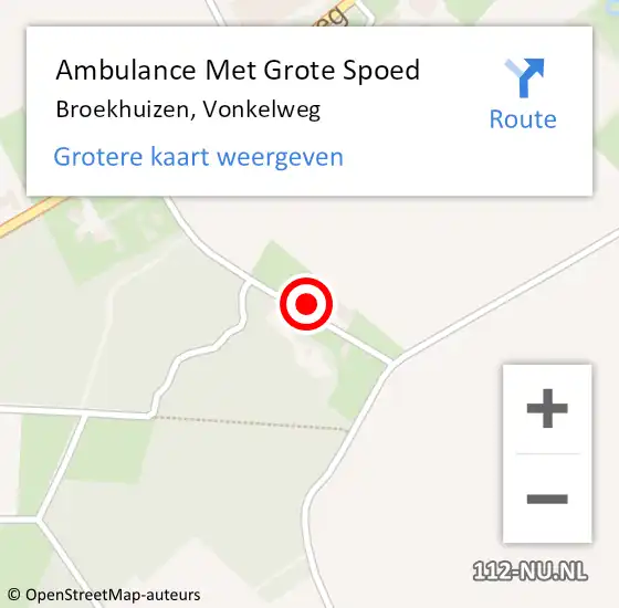 Locatie op kaart van de 112 melding: Ambulance Met Grote Spoed Naar Broekhuizen, Vonkelweg op 2 april 2015 13:51