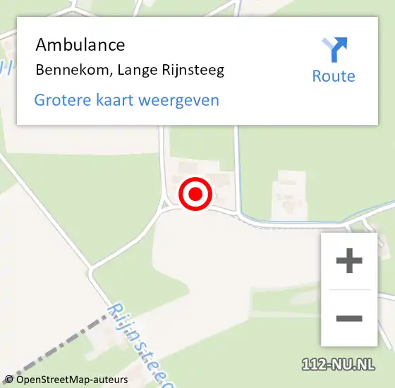 Locatie op kaart van de 112 melding: Ambulance Bennekom, Lange Rijnsteeg op 2 april 2015 14:12