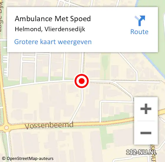 Locatie op kaart van de 112 melding: Ambulance Met Spoed Naar Helmond, Vlierdensedijk op 2 april 2015 14:20