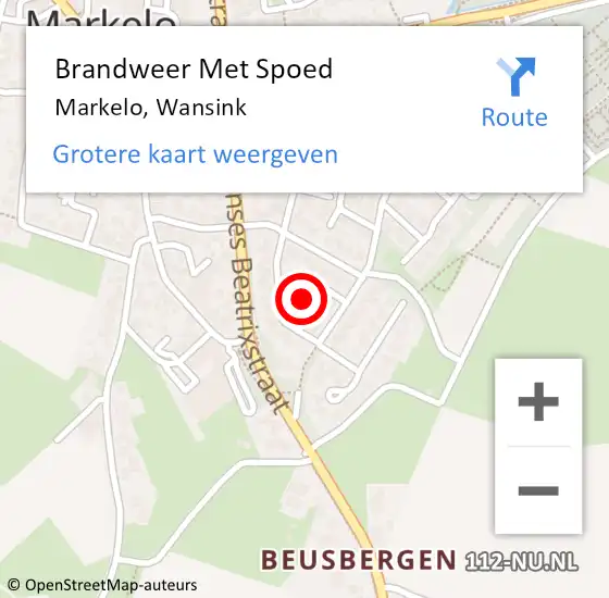 Locatie op kaart van de 112 melding: Brandweer Met Spoed Naar Markelo, Wansink op 11 september 2013 17:56