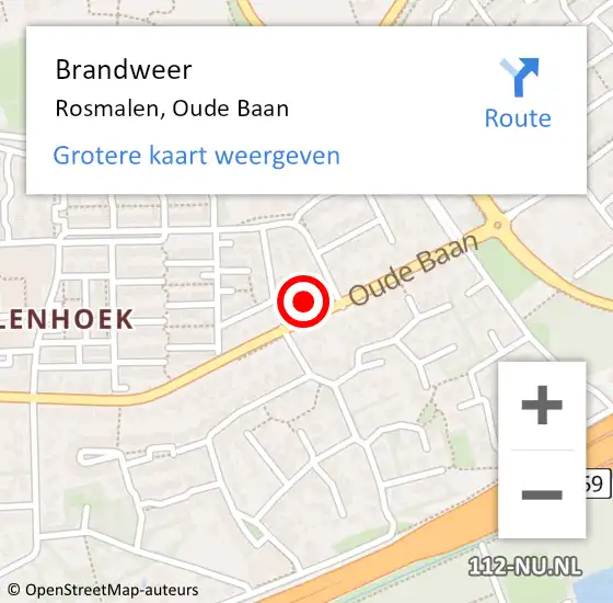 Locatie op kaart van de 112 melding: Brandweer Rosmalen, Oude Baan op 2 april 2015 16:07