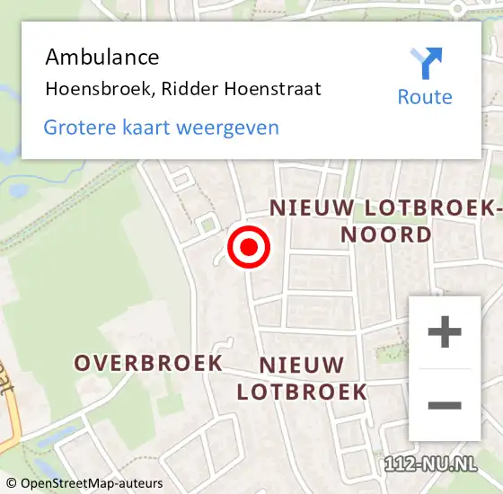 Locatie op kaart van de 112 melding: Ambulance Hoensbroek, Ridder Hoenstraat op 2 april 2015 16:16