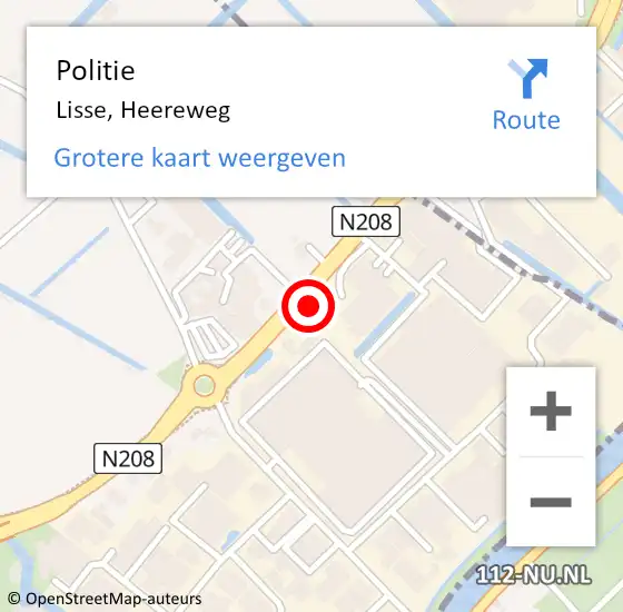 Locatie op kaart van de 112 melding: Politie Lisse, Heereweg op 2 april 2015 16:45