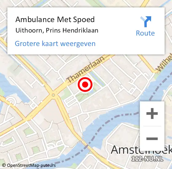 Locatie op kaart van de 112 melding: Ambulance Met Spoed Naar Uithoorn, Prins Hendriklaan op 3 november 2013 21:57