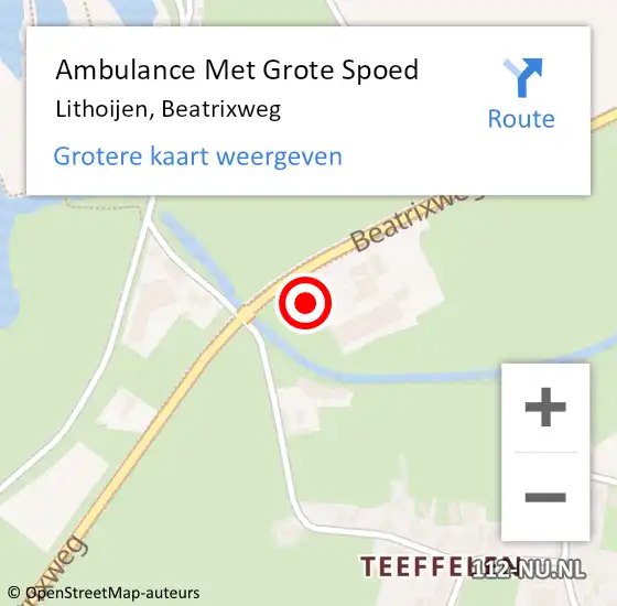 Locatie op kaart van de 112 melding: Ambulance Met Grote Spoed Naar Lithoijen, Beatrixweg op 2 april 2015 17:17