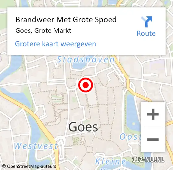 Locatie op kaart van de 112 melding: Brandweer Met Grote Spoed Naar Goes, Grote Markt op 2 april 2015 17:53