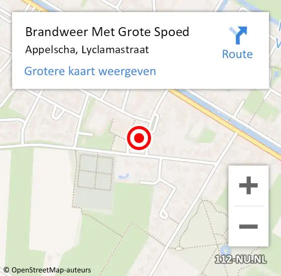 Locatie op kaart van de 112 melding: Brandweer Met Grote Spoed Naar Appelscha, Lyclamastraat op 2 april 2015 18:07