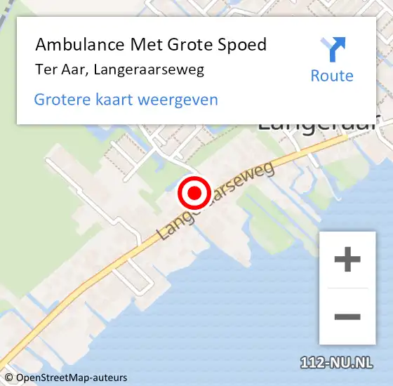 Locatie op kaart van de 112 melding: Ambulance Met Grote Spoed Naar Ter Aar, Langeraarseweg op 2 april 2015 18:34