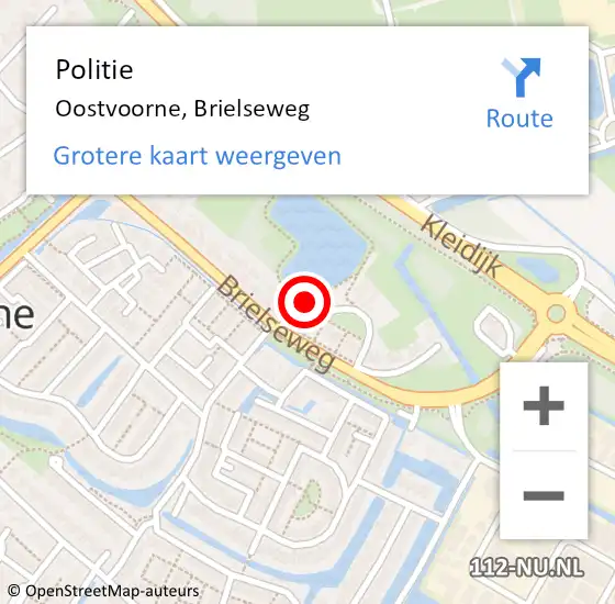 Locatie op kaart van de 112 melding: Politie Oostvoorne, Brielseweg op 2 april 2015 18:40