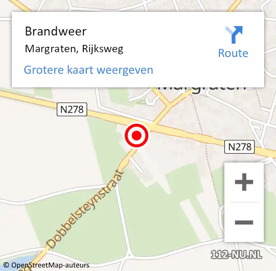 Locatie op kaart van de 112 melding: Brandweer Margraten, Rijksweg op 2 april 2015 18:43