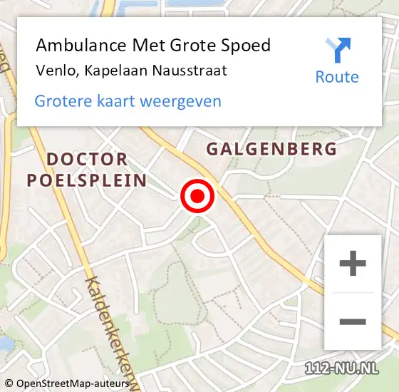 Locatie op kaart van de 112 melding: Ambulance Met Grote Spoed Naar Venlo, Kapelaan Nausstraat op 2 april 2015 19:14