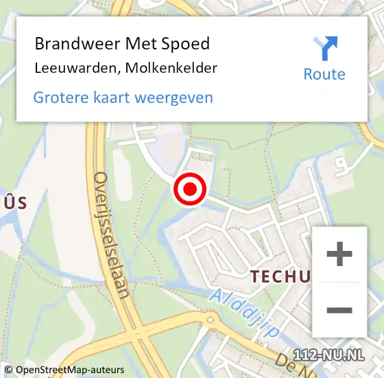 Locatie op kaart van de 112 melding: Brandweer Met Spoed Naar Leeuwarden, Molkenkelder op 2 april 2015 19:14