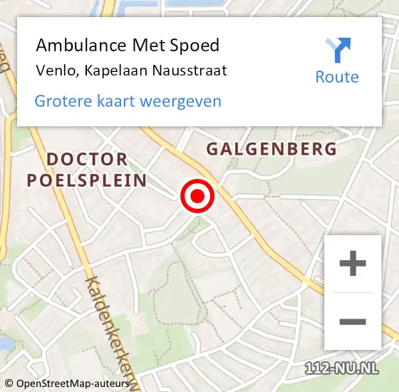 Locatie op kaart van de 112 melding: Ambulance Met Spoed Naar Venlo, Kapelaan Nausstraat op 2 april 2015 19:16