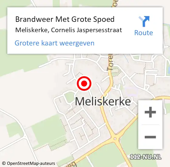 Locatie op kaart van de 112 melding: Brandweer Met Grote Spoed Naar Meliskerke, Cornelis Jaspersesstraat op 2 april 2015 19:17